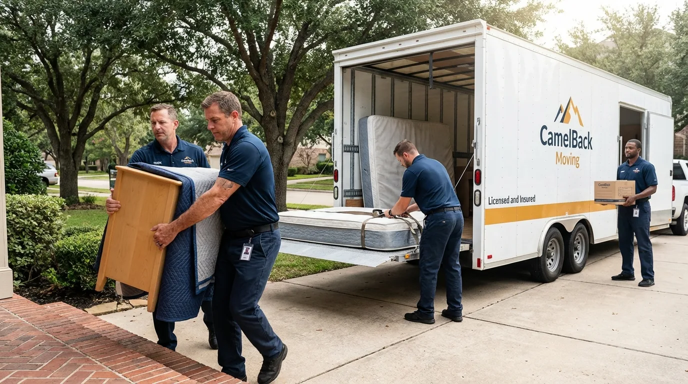 Crew loading residential truck for cross-state move from High Point, NC