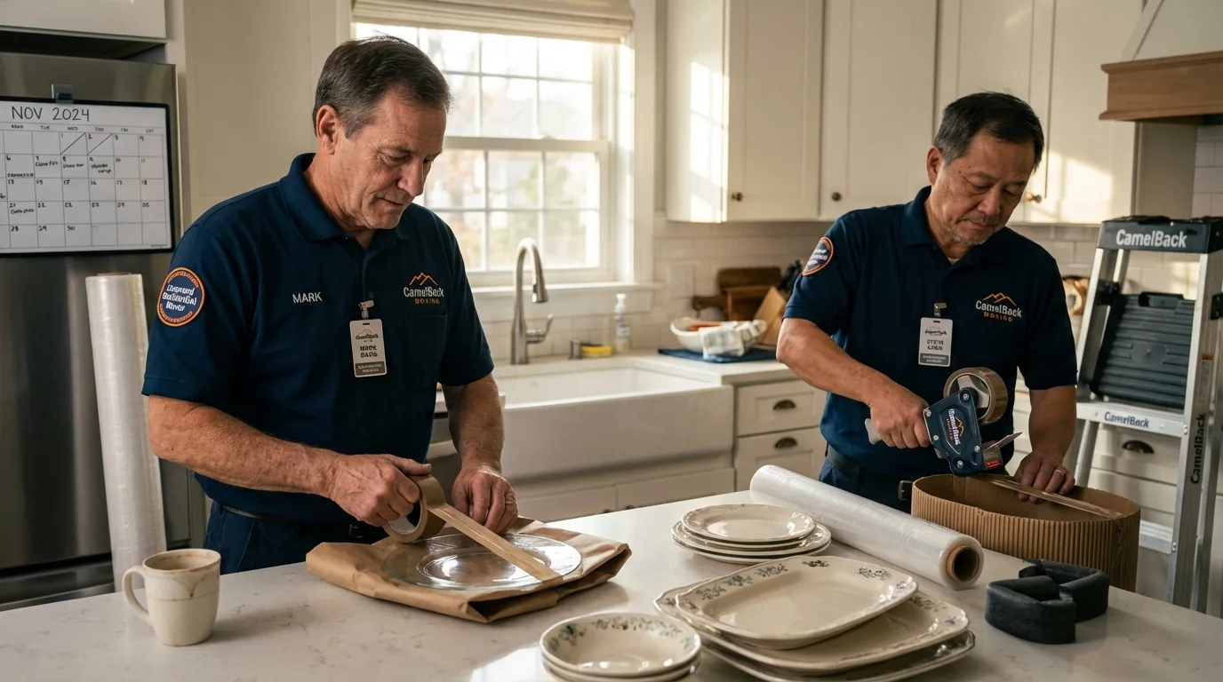 Professional crew packing kitchen dishware in High Point, NC
